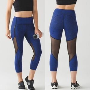 Lululemon Blue High Rise Four-Way Stretch‎ Rush Hour Cropped Leggings Size 6